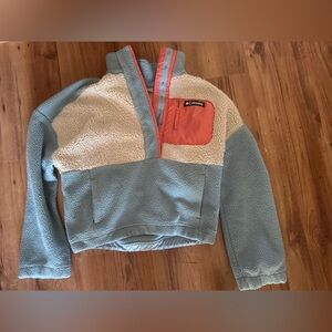 Columbia Fleece Pullover in Blue and Coral